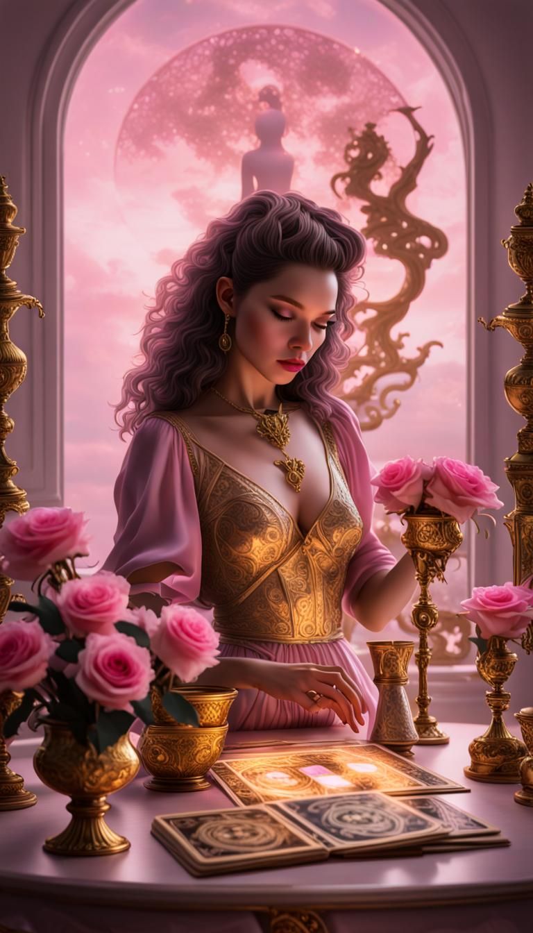 Vaporwave Witchcraft Scene with Golden Portal