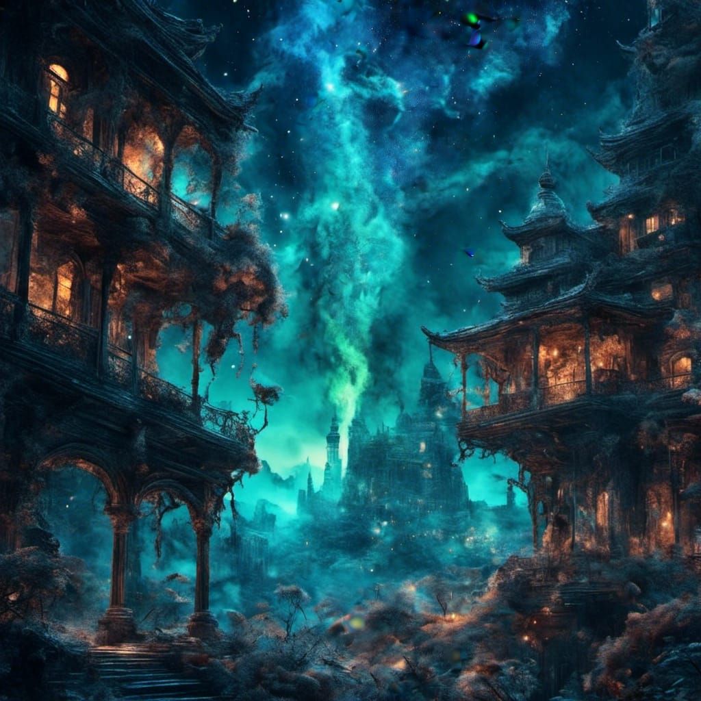 Neon Aura Illuminates Ancient City