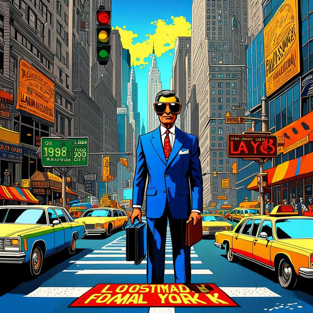 Humorous Cartoon Llama Lawyer in 1980s NYC