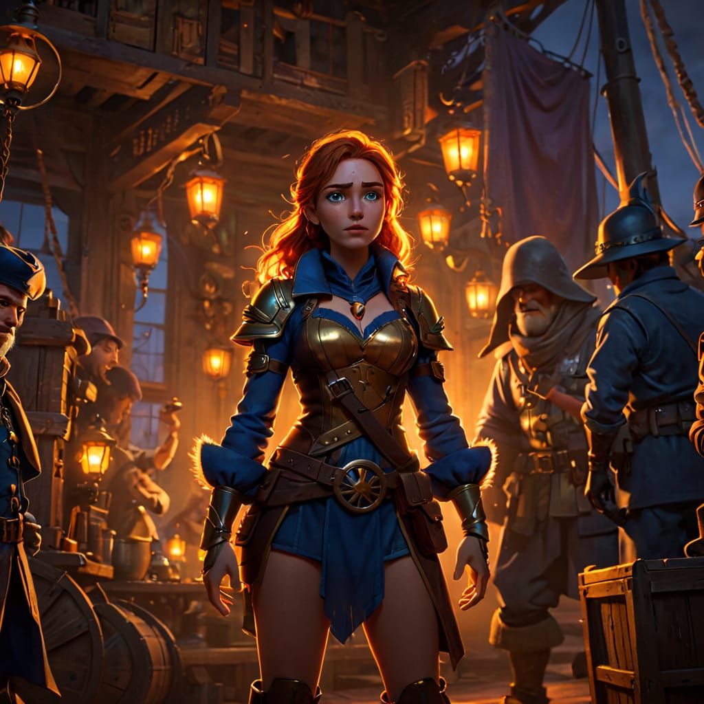 Pixar-Inspired Captain Amidst Port City Underworld