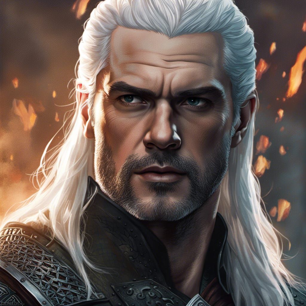 Geralt of Rivia Monster Battle, Cubist Art