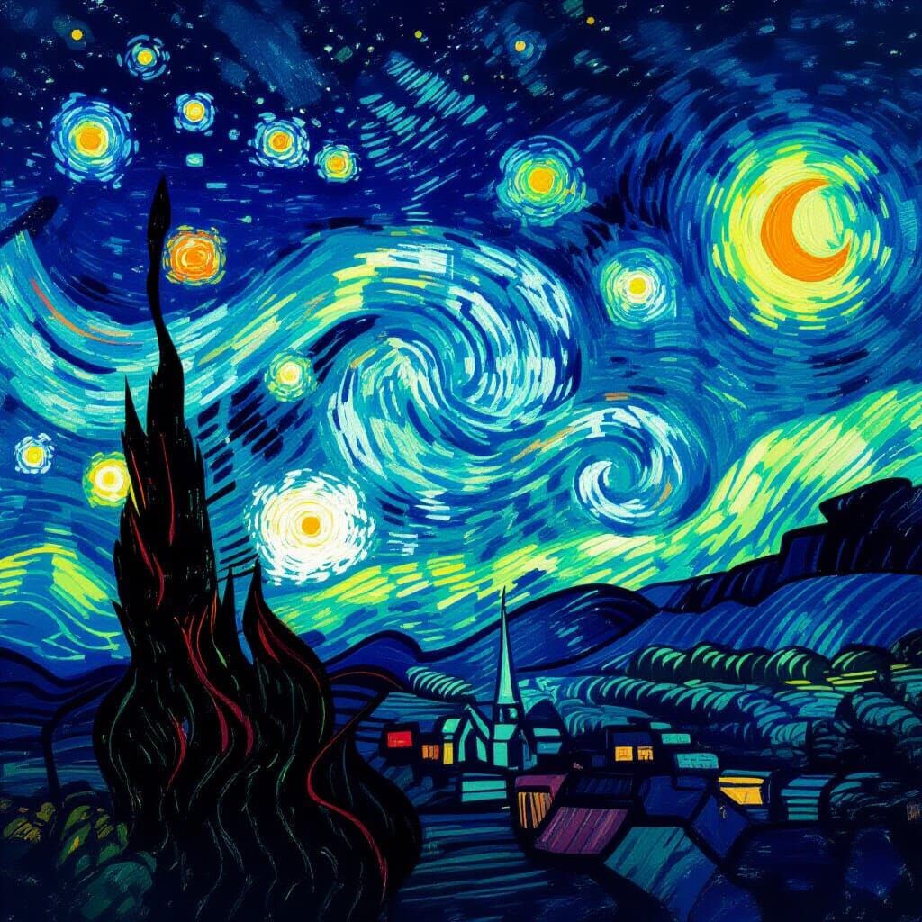 Aurora Borealis in a Post-Impressionist Style