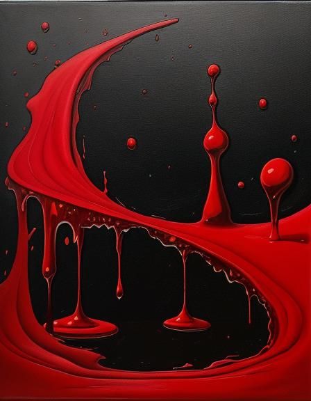 Dripping Blood Line in Salvador Dali Surrealism