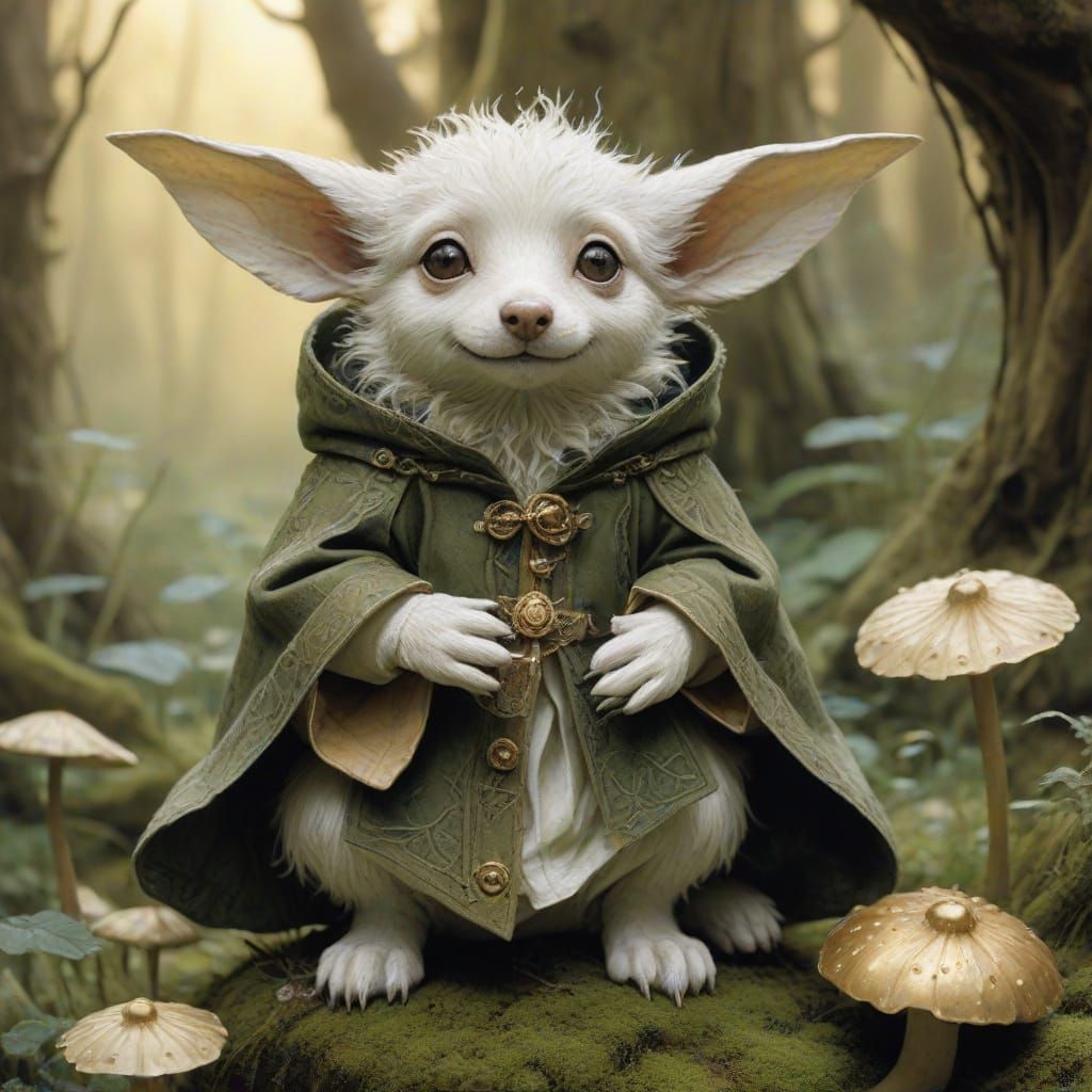 Whimsical Fairy Dog in Velvet Cloak