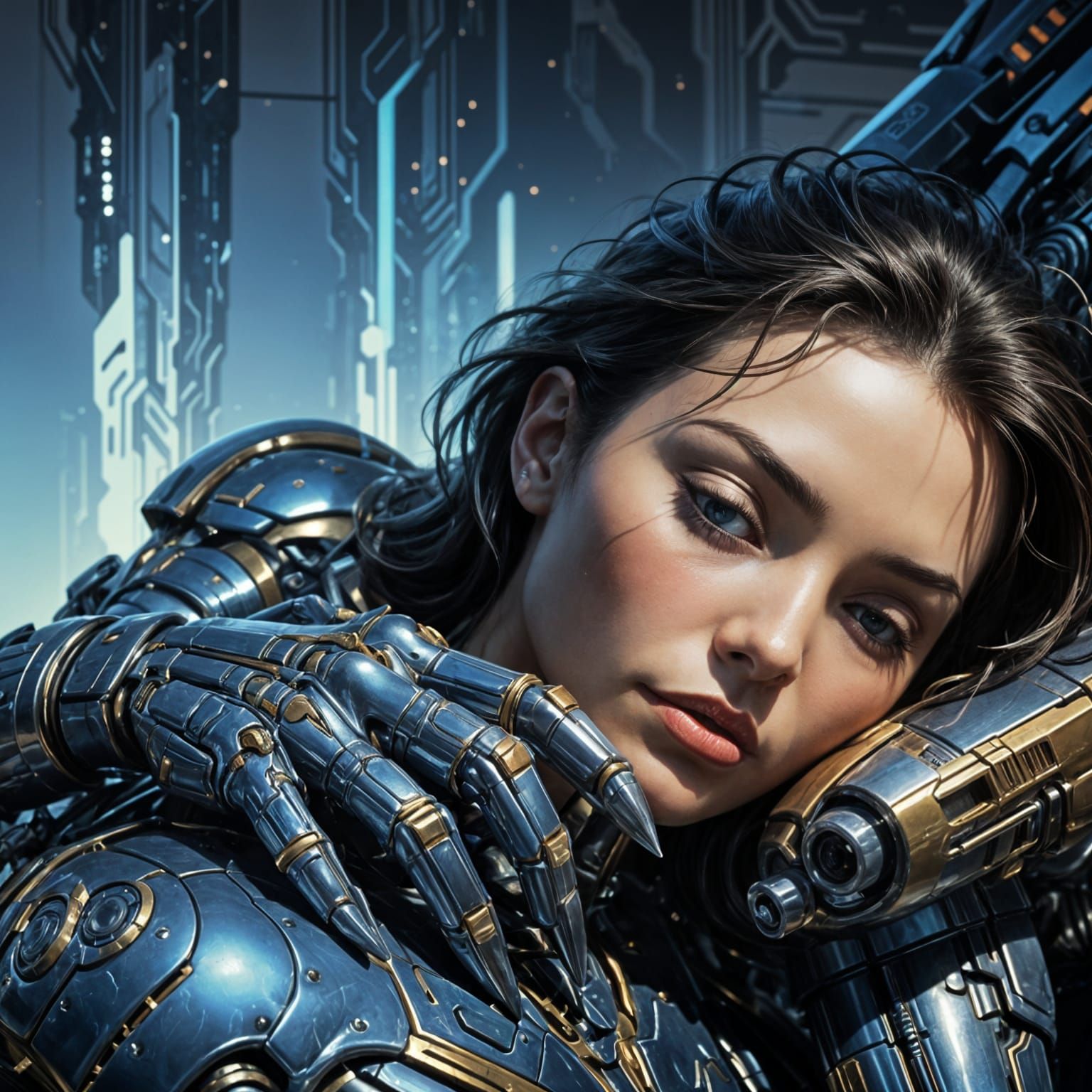 Sleeping Woman in Giant Robot Hand