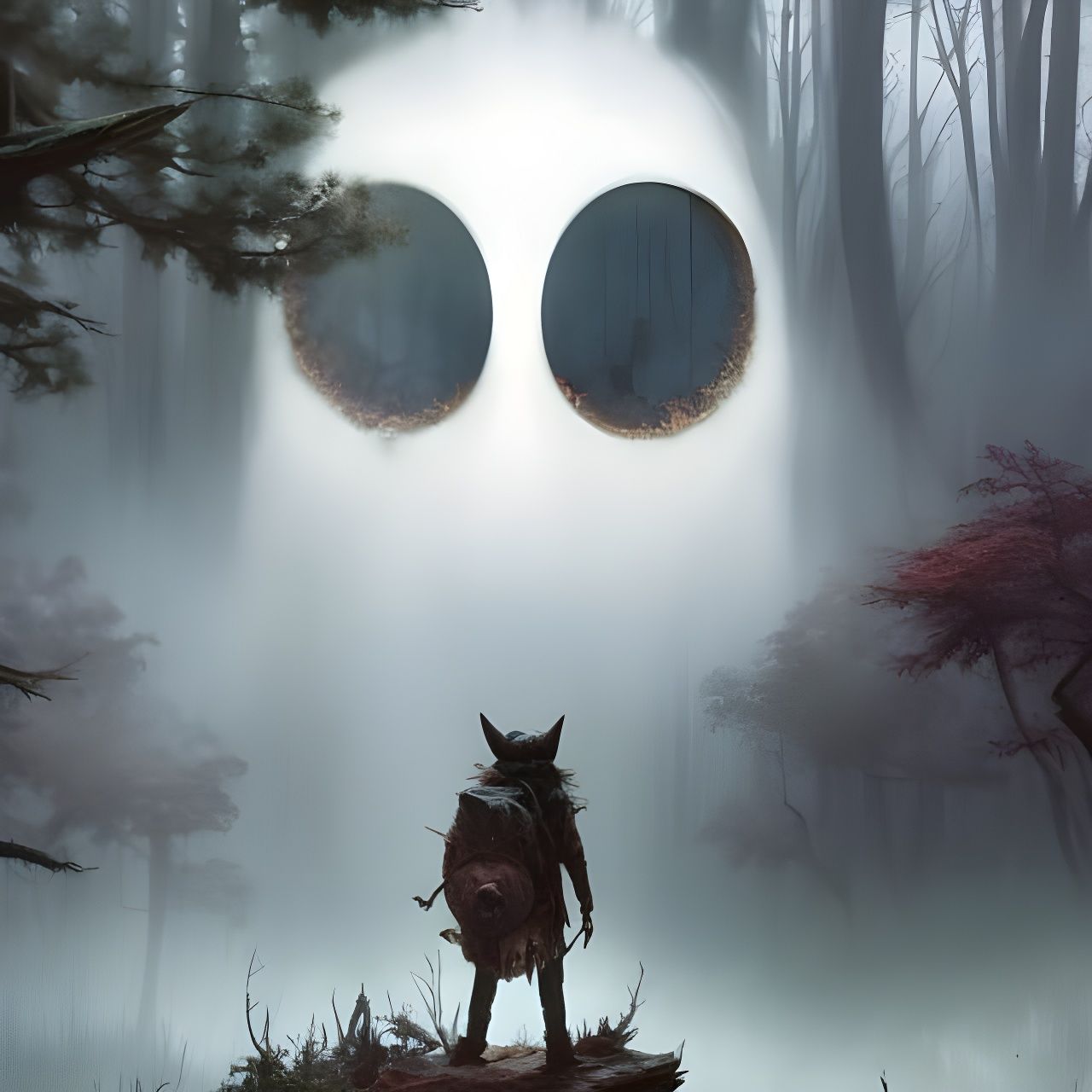 Sinister Ghost Haunts Misty Forest