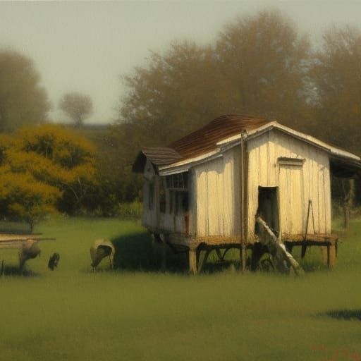 Egg House in Oil Painting Style