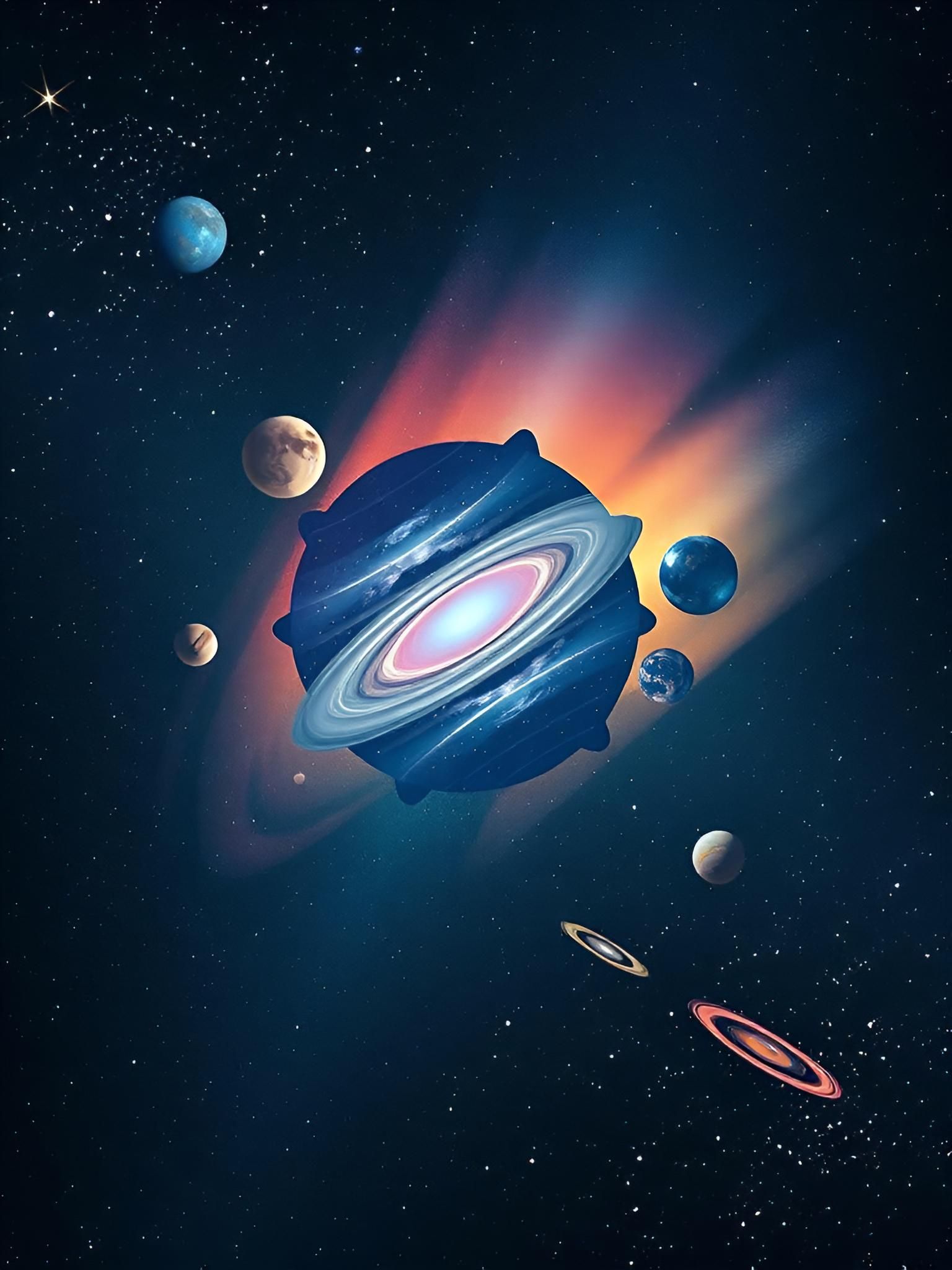 Cosmic Surrealism: Minimalist Portrait in Space