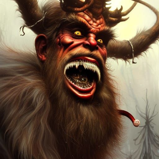 Krampus Stealing Christmas: Intricate Cinematic Scene