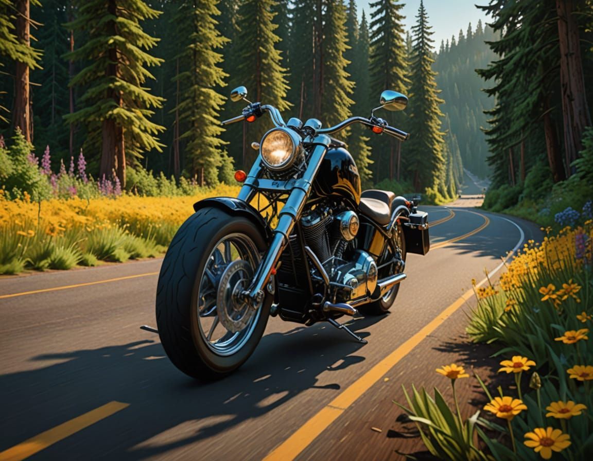 Custom Chopper Riders on Oregon Country Road