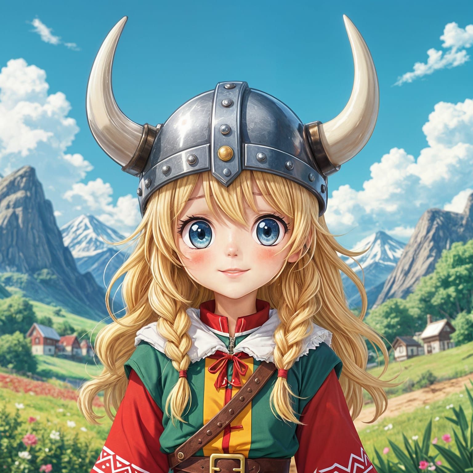Norwegian Girl in Anime Style Viking Outfit