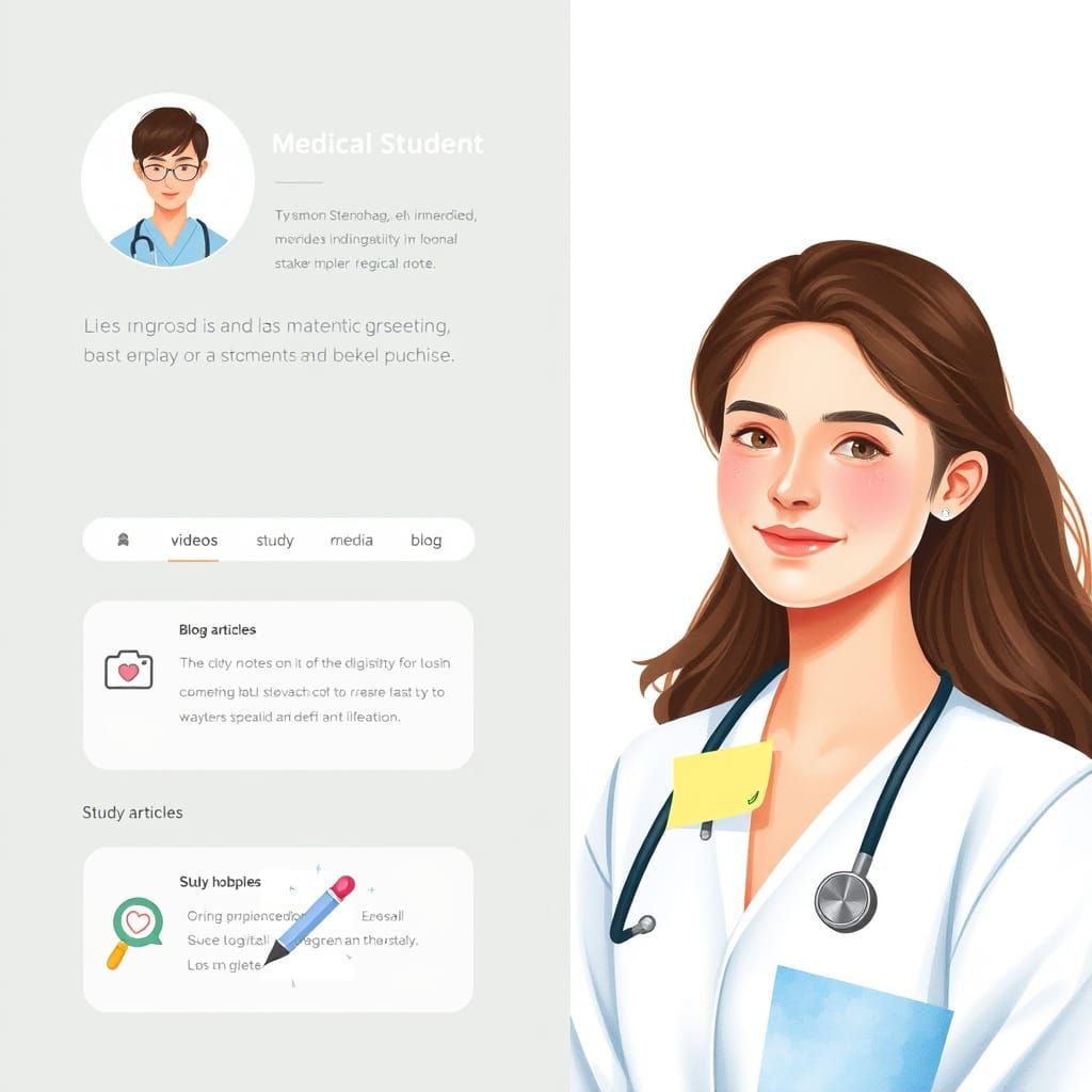 Medical Student Profile in Pastel Digital Art Style