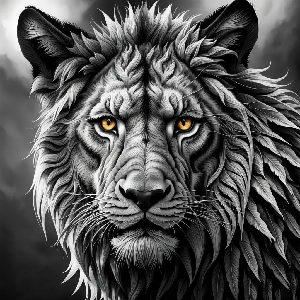 Realistic Lion Head Tattoo with Piercing Gaze