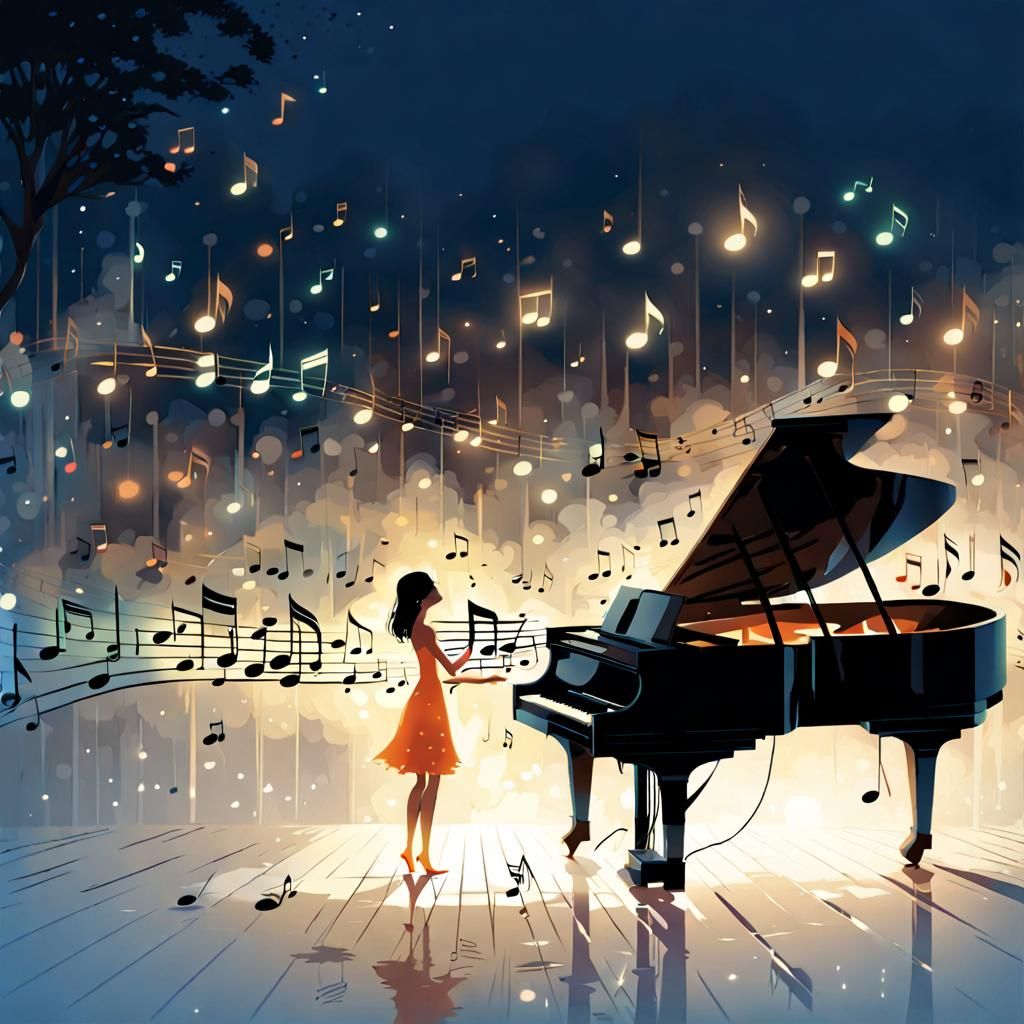 Glowing Music Notes in Pascal Campion Style