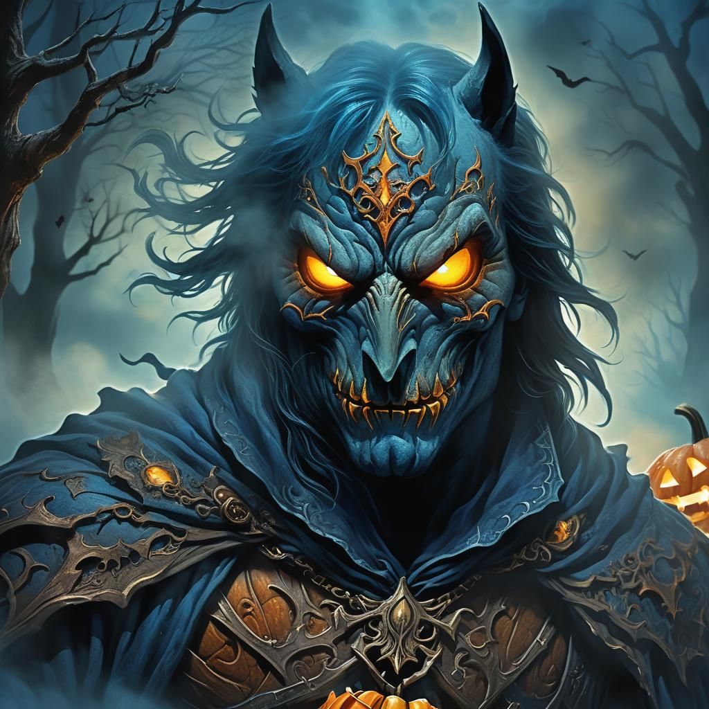 Headless Horseman Jack-o-Lantern in Dark Fantasy Style