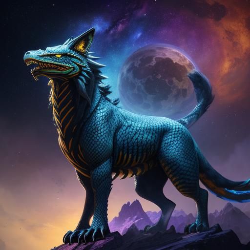 King Cobra Wolf Hybrid in Celestial Space