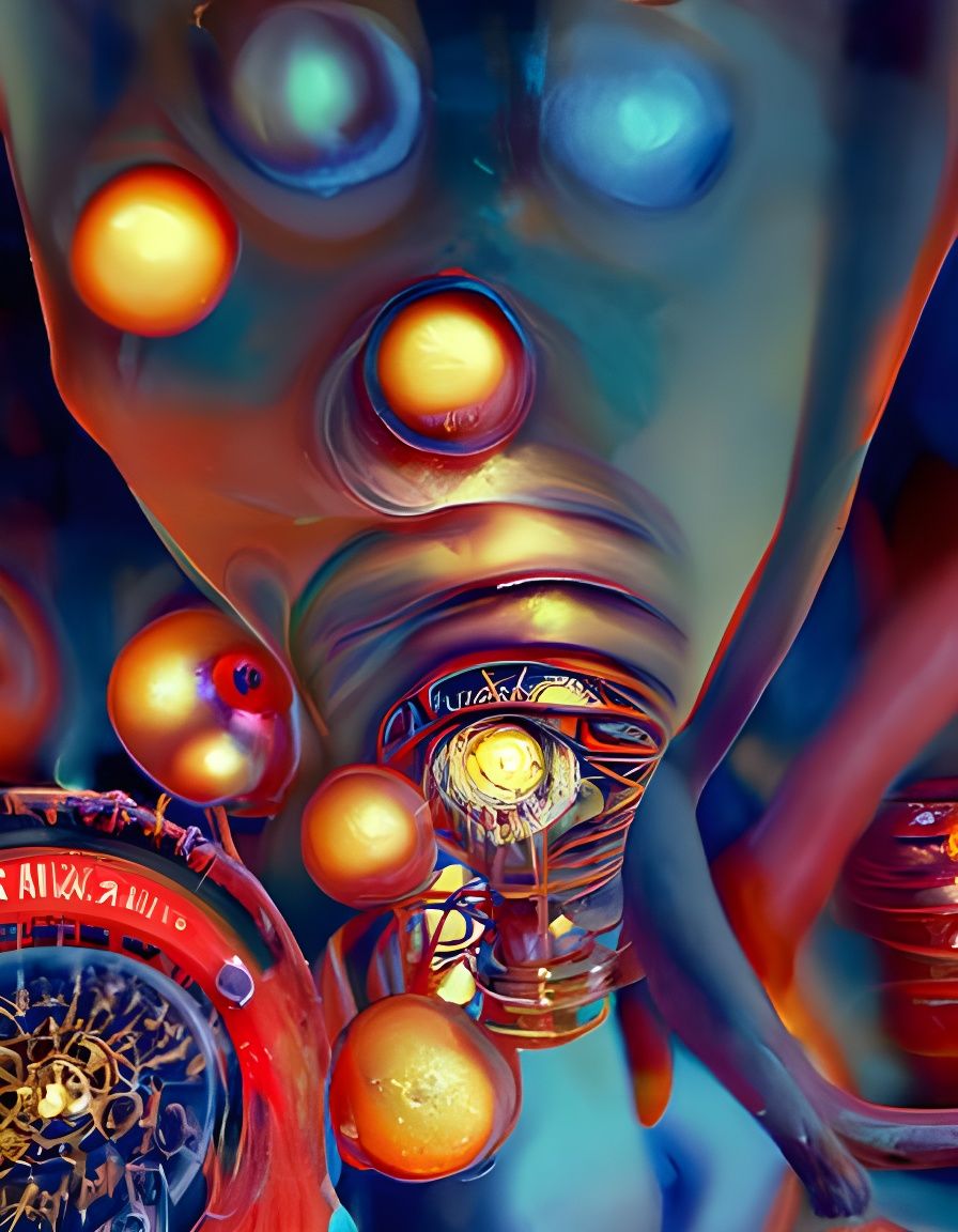 Biopunk Galactic Brain in Art Deco Style