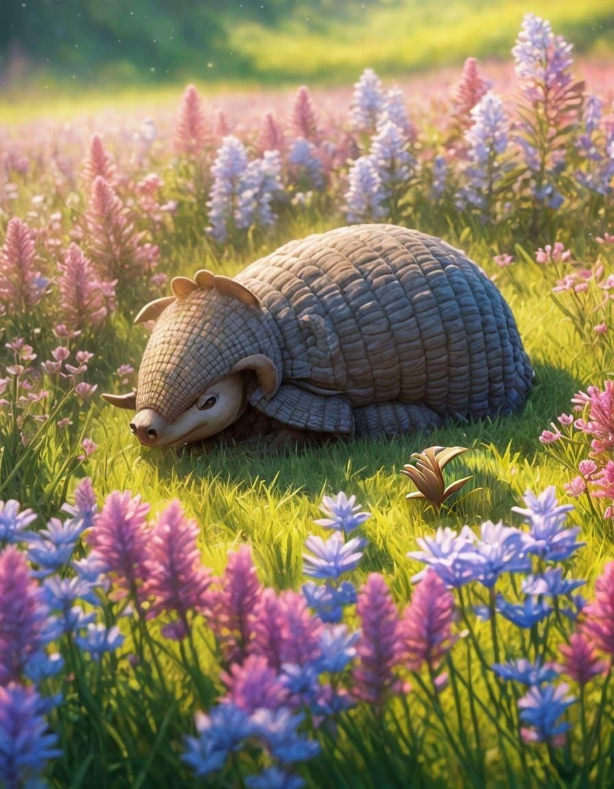Sleeping Armadillo: 3D Digital Art in Pixar Style