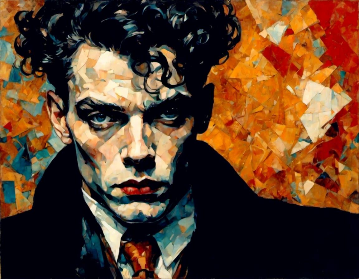 Intense Stare Portrait in Macabre Psychedelic Style