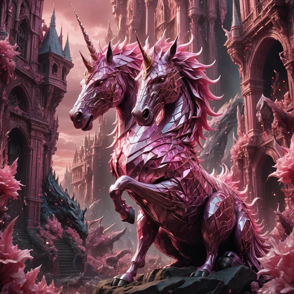 Pink Crystal Dragon Digital Matte Painting