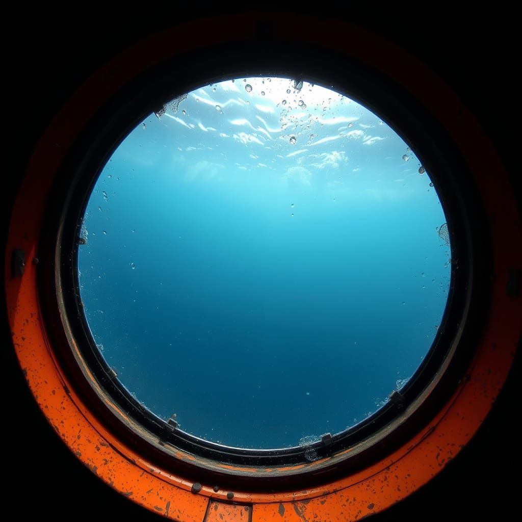 Submarine Underwater Scene in Deep Blue Ocean