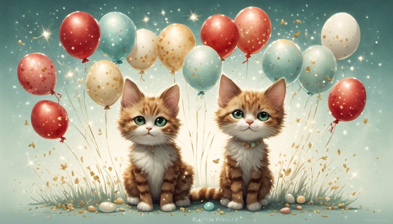 <lora:eye:1.0> <lora:Glitter and Diamonds:1.0> Vibrant detailed adorable chibi happy cat on a sunny day Ruby glowing eas...