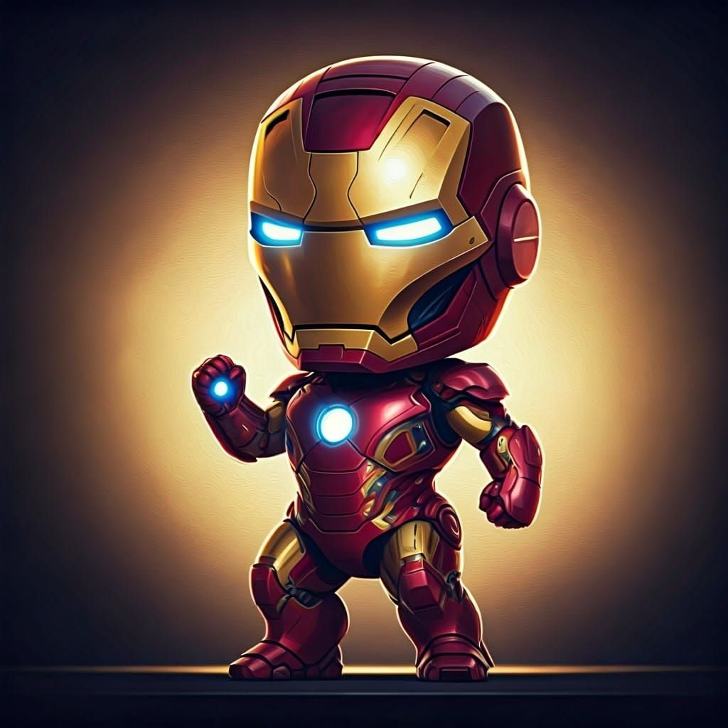 Chibi Ironman Girl in Whimsical, Golden Armor