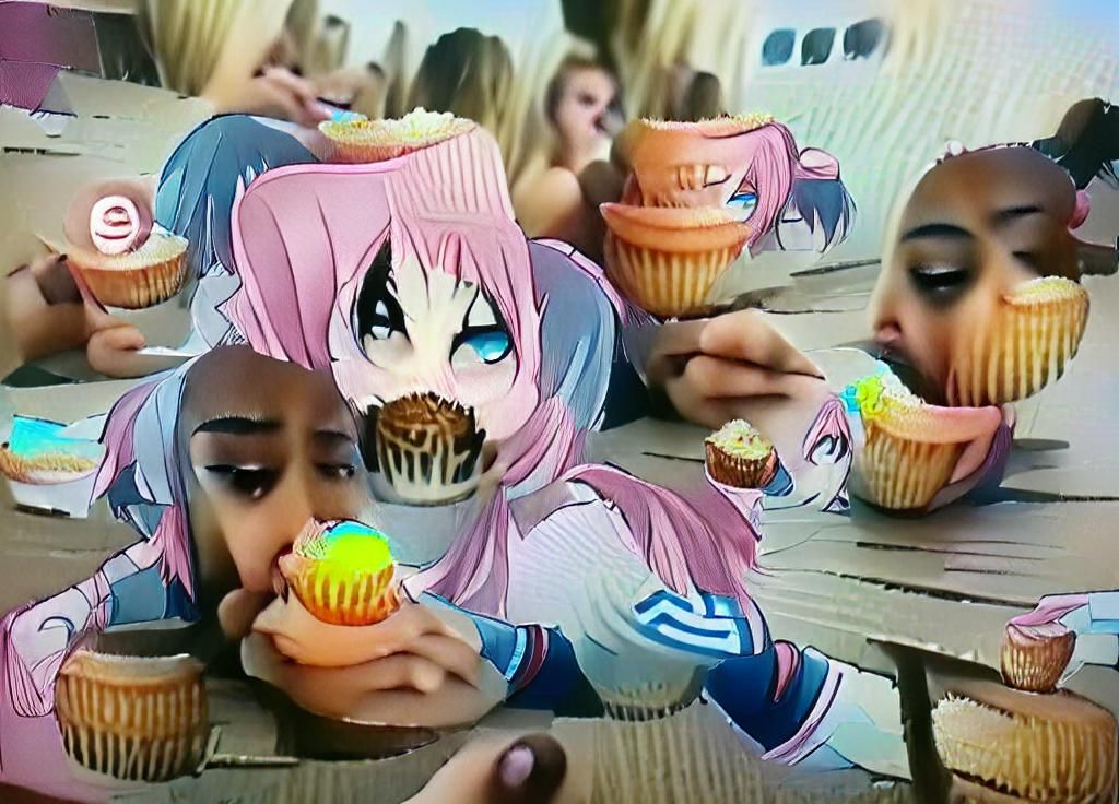 Anime Girl Enjoys Cupcake