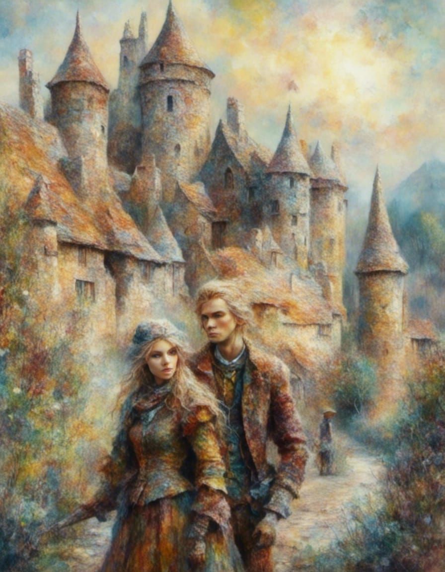 Elf Couple in Old School Oil Painting Style