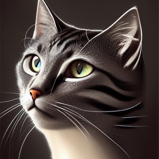 School Teacher Cat Portrait in Digital Art Style