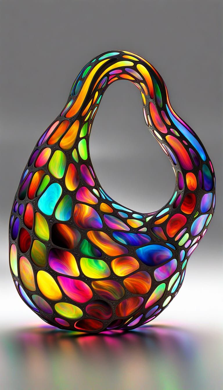 Vibrant Neon Klein Bottle Stained Glass Art