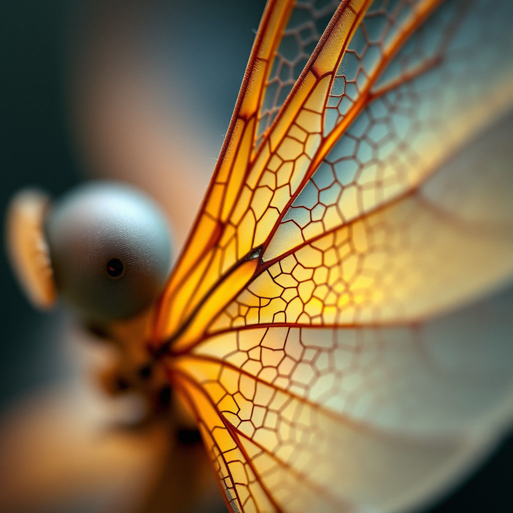 Dragonfly Wing Close-Up: Hyperrealistic Iridescent Detail