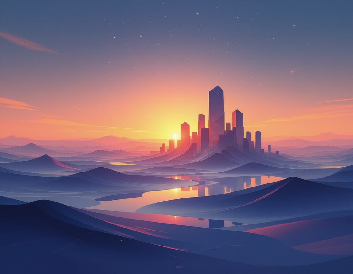 Abstract Landscape with Impossible Architecture and Geometri...