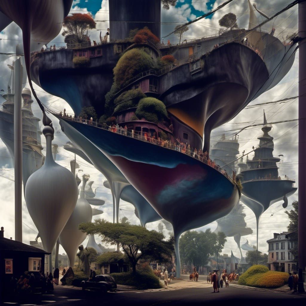 Polychromatic Cityscape: Hyperrealistic Matte Painting