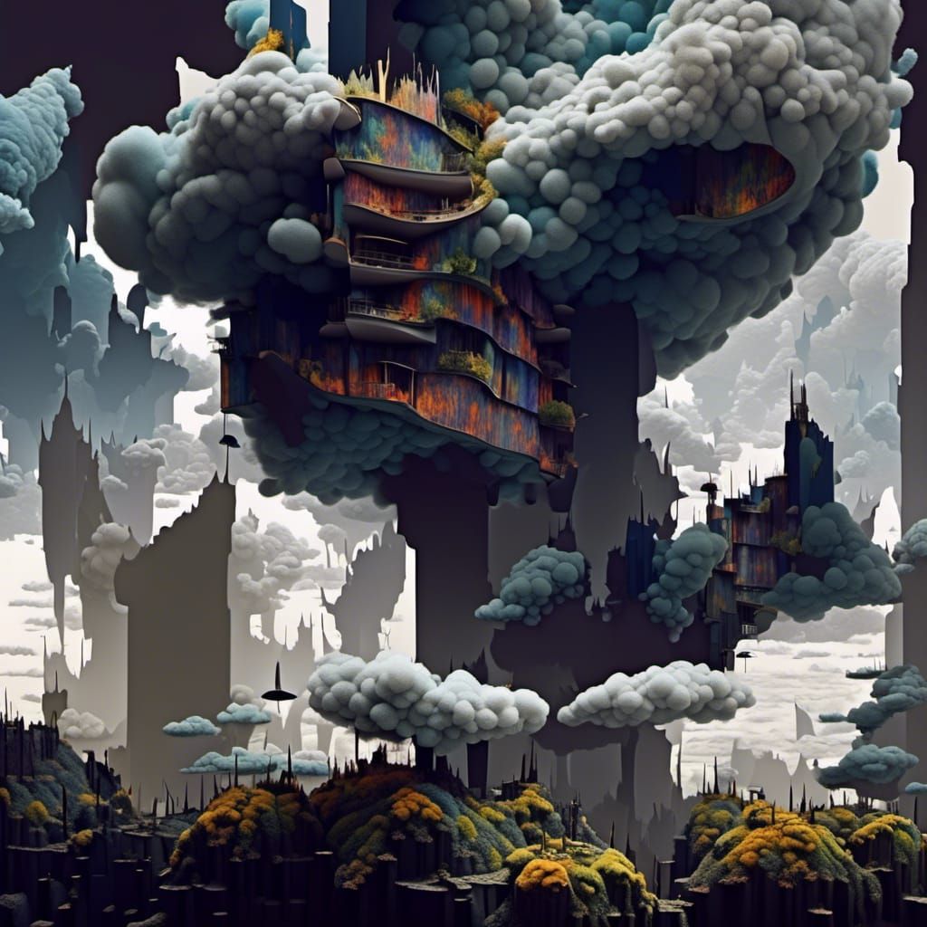 Polychromatic Cityscape: Abstract Matte Painting in 8K