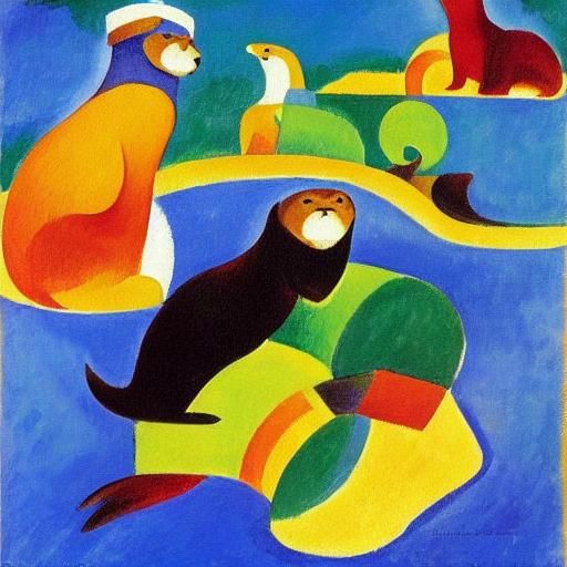 Otters with Kind Souls, in Fauvist Style