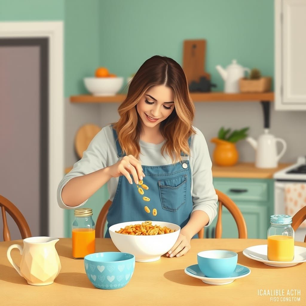 Breakfast Scene in Style of Camille Rose Garcia