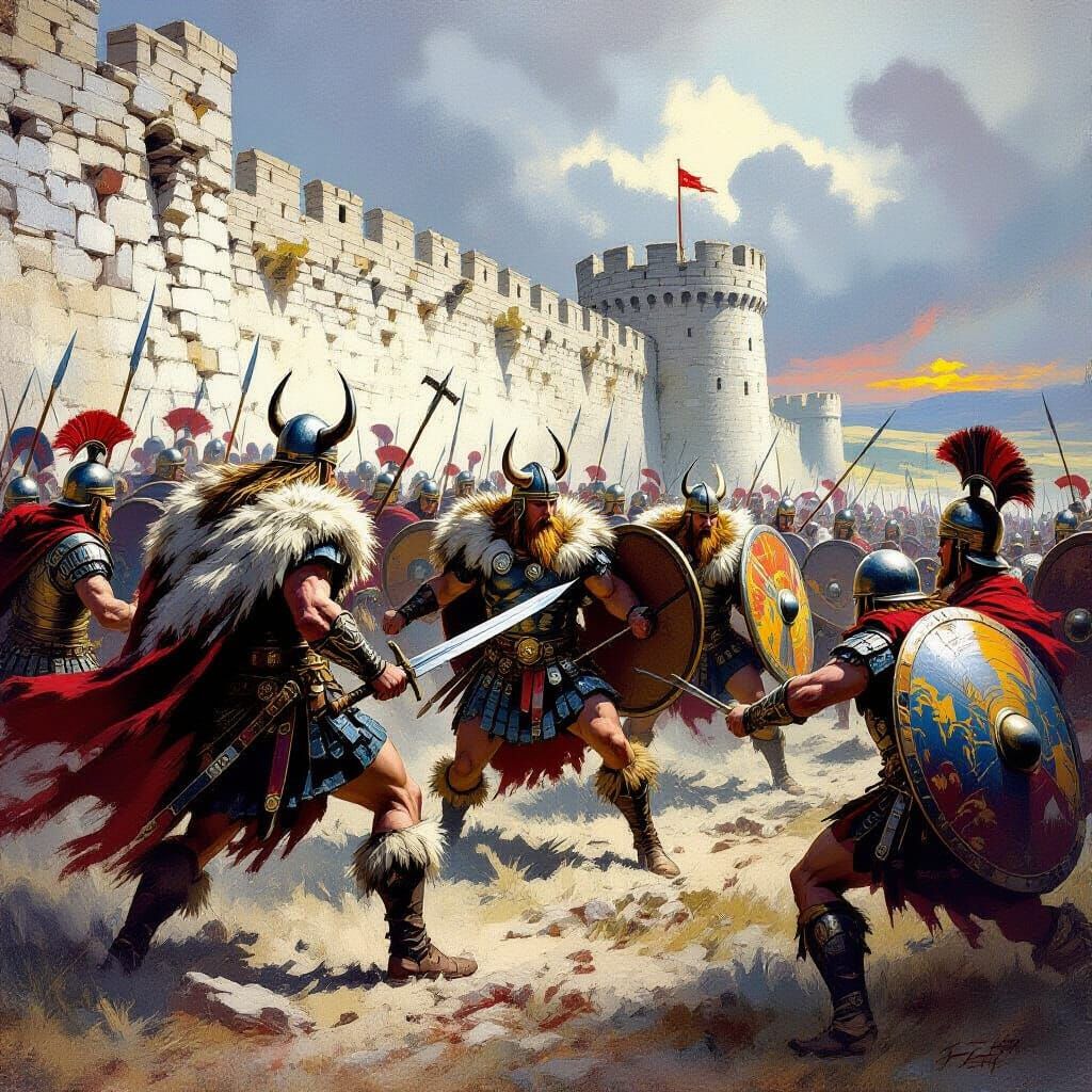 Vikings Raid Hadrian's Wall: A Fantasy Battle