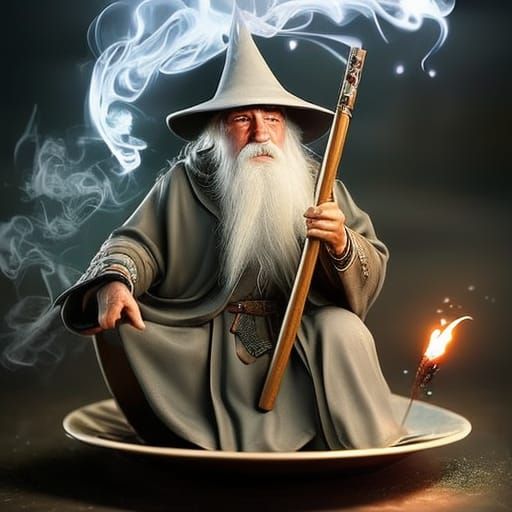Gandalf in Teacup: A Dreamy Digital Illustration