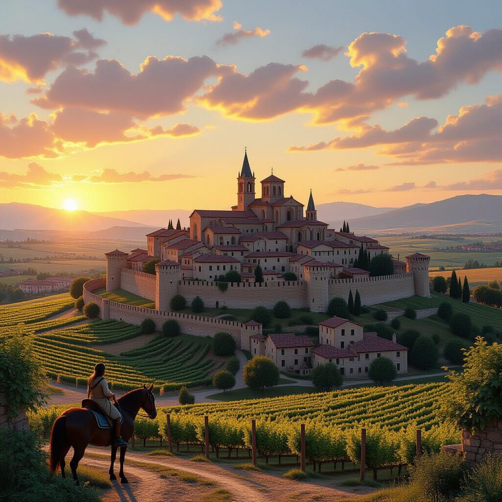 Brignoles France in 1473, Hyperrealistic Historical Cityscap...