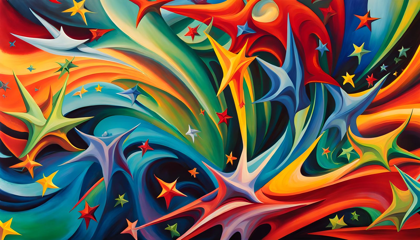 Iridescent Stars in Magnetic Wave Energy, Abstract Expressio...