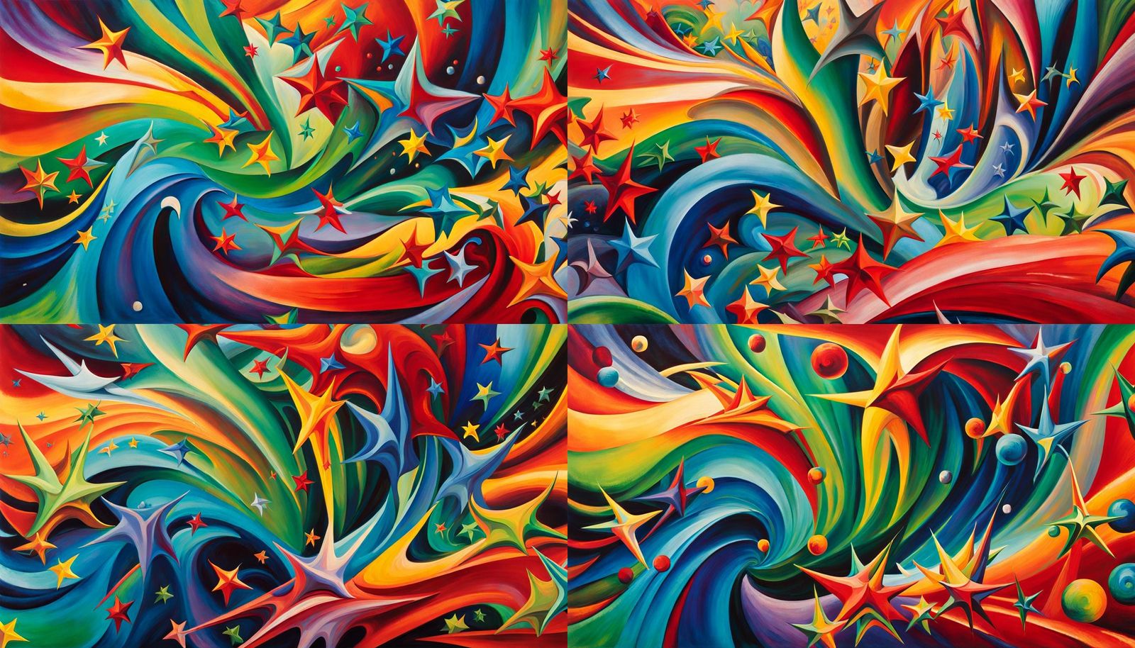 Iridescent Star Cluster in Abstract Expressionist Style