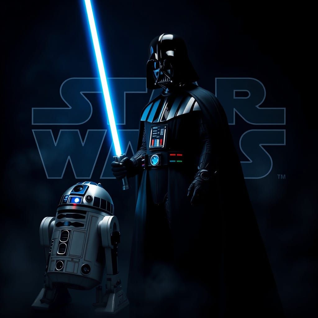 Sleek Dark Lord Darth Vader Stands in Dramatic Noir-Inspired...