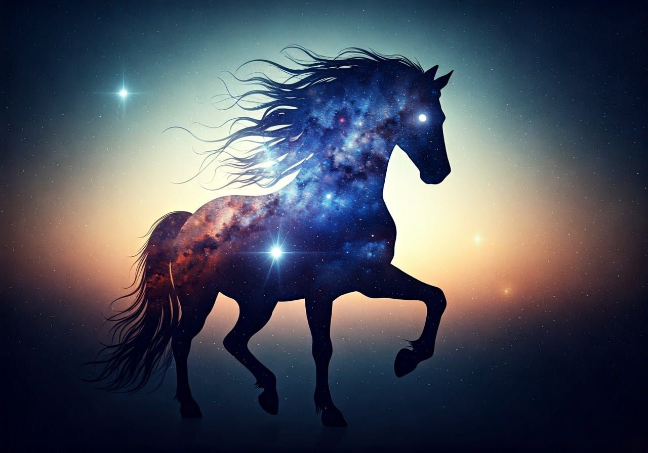 Centaur Silhouette in Cosmic Double Exposure