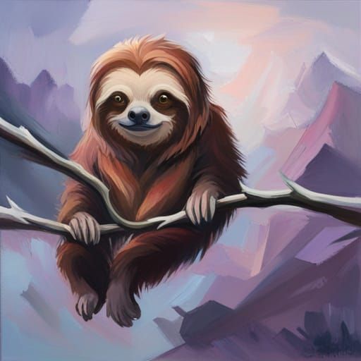 Vibrant Demon Sloth Oil Painting
