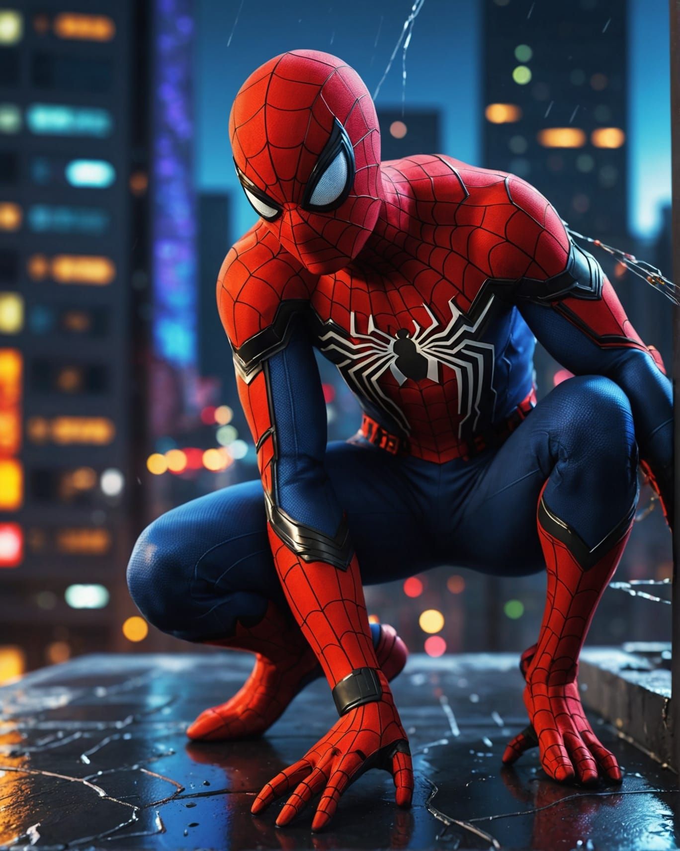 Spider-Man Abstract Nightscape with City Lights