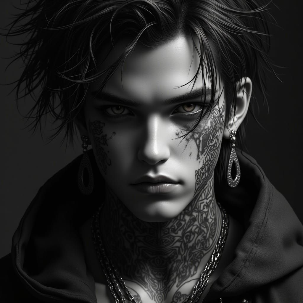 Edgy Gothic Portrait of a Handsome Man