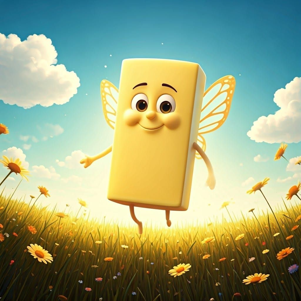 Anthropomorphic Butter Stick Flies in Sunny Meadow