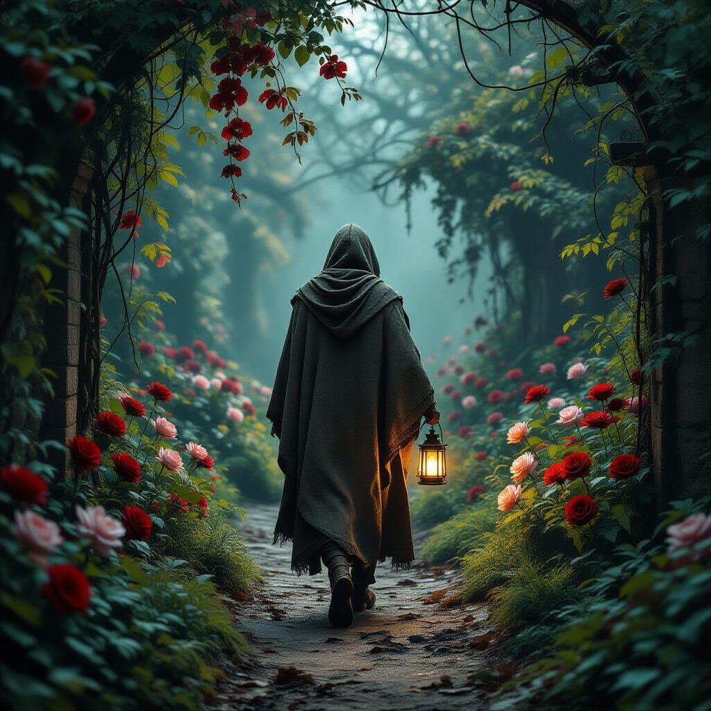 Surreal Garden of Dead Flowers and Roses