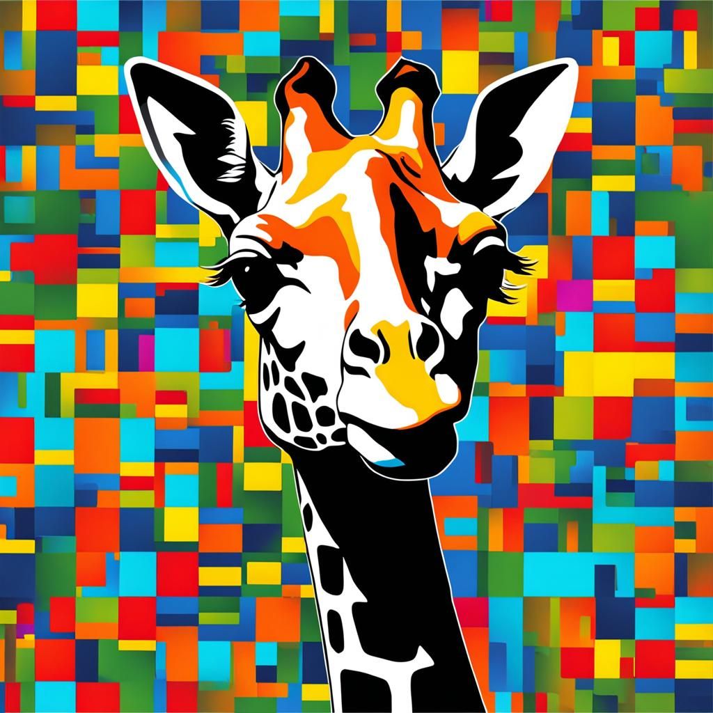 Black Giraffe in Pop Art Style, 8K